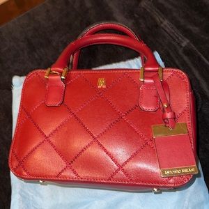 Antonio Melani quilted red handbag with strap, zip